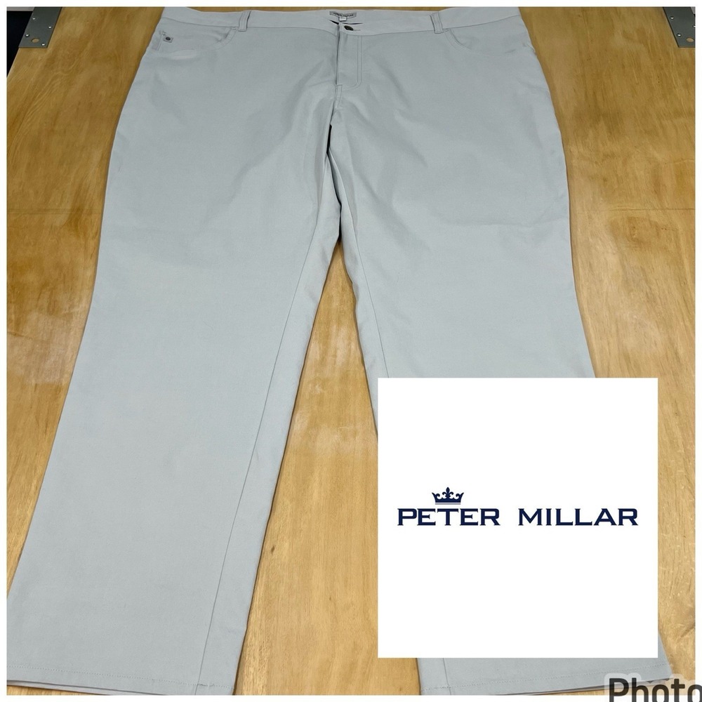 Peter Millar eb66 Performance 5 Pocket Golf Pants Mens 50x34 British Gray Chinos